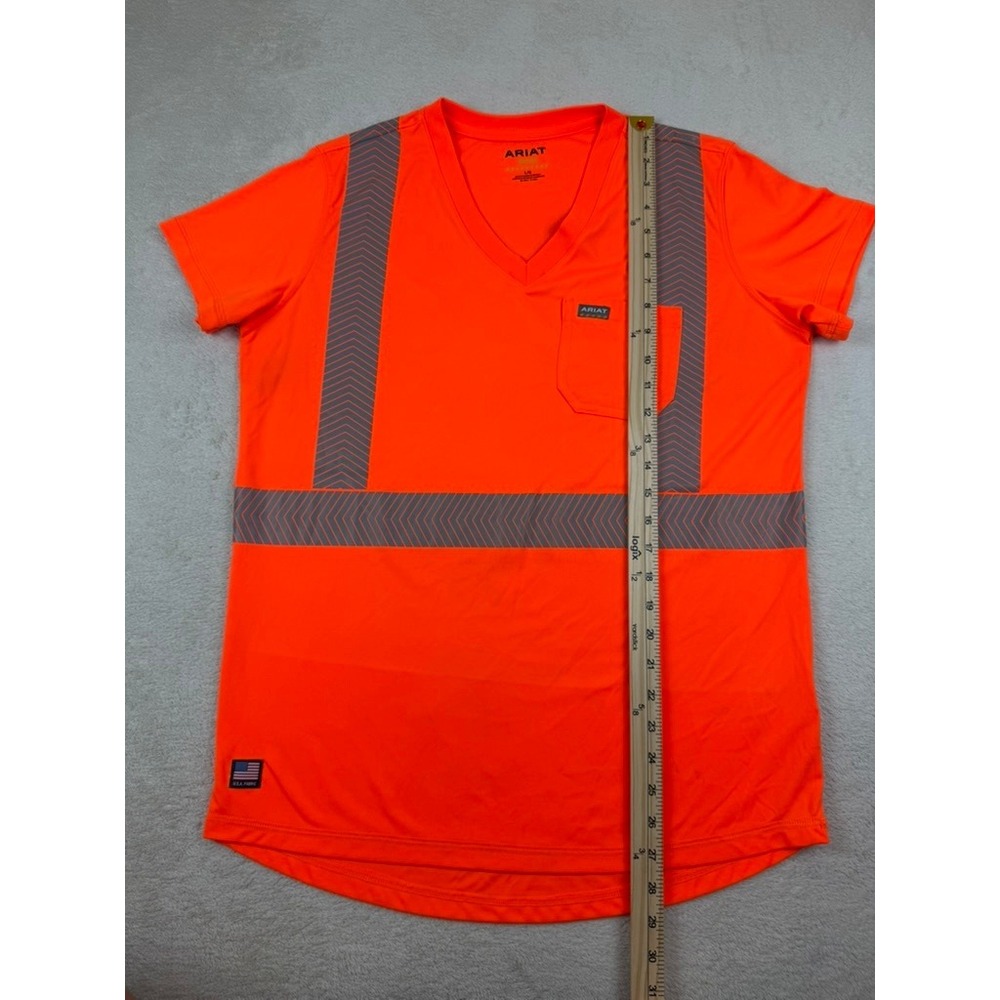Ariat Rebar Mens Safety Orange Reflective High Vis Work Shirt V-Neck Large - Picture 12 of 12